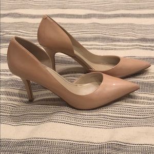 WHBM Ella Neutral Patent Heels Pointed Toe.